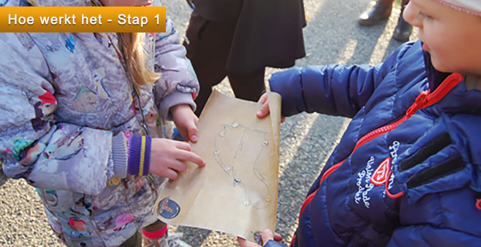 Kinderen bekijken de plattegrond